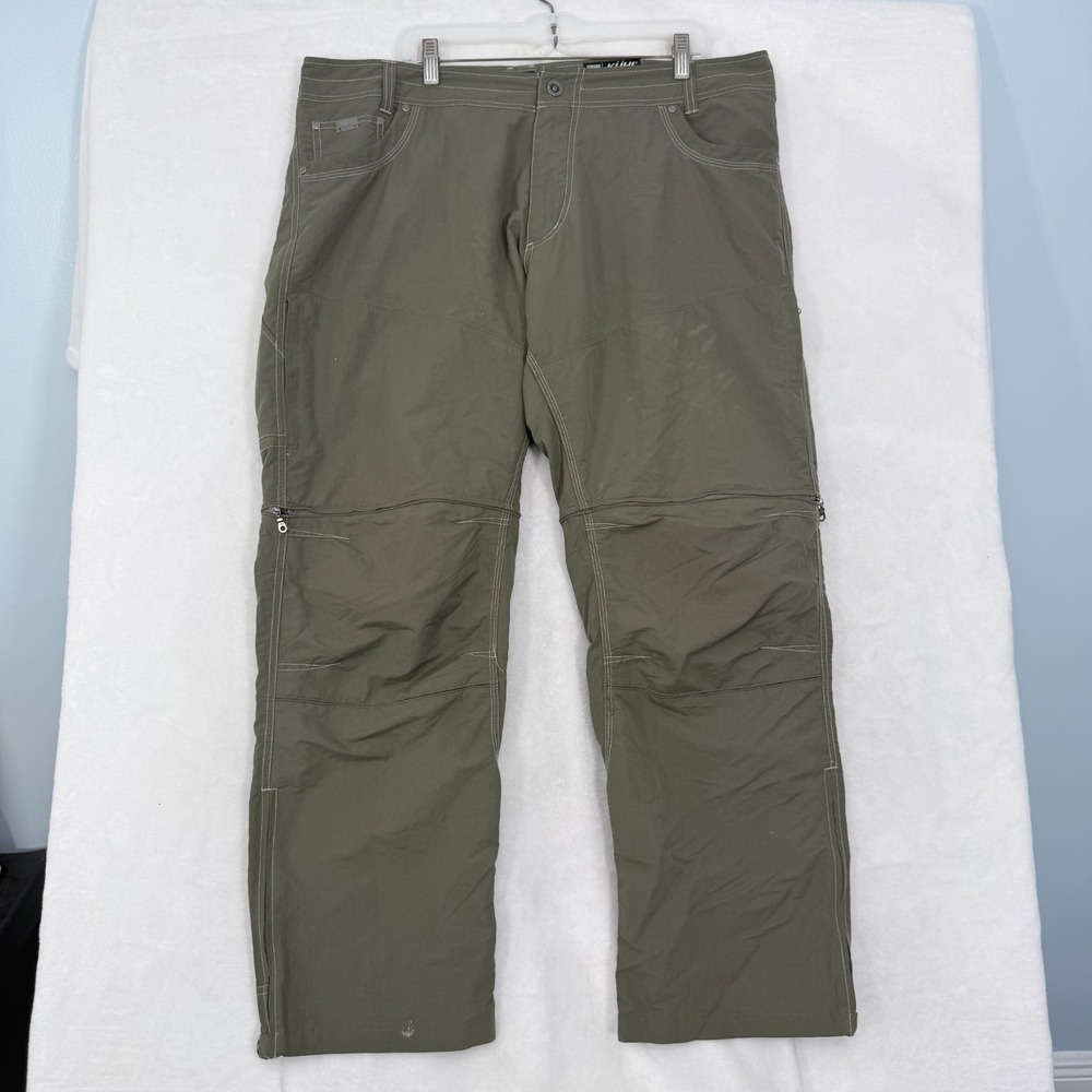 Kuhl Stealth  Convertible Pants Mens 42x30 Green Hiking Zip Off Outdoor